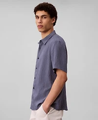 Calvin Klein Men's Yarn-Dyed Stripe Classic-Fit Shirt
