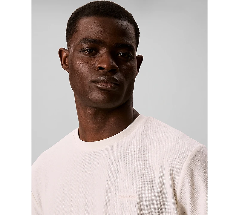 Calvin Klein Men's Vertical Stripe Textured Crewneck T-Shirt