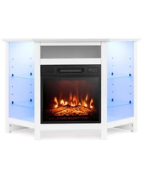 Costway Fireplace Tv Stand with Led Lights and 18" Electric Fireplace for Tvs up to 50"