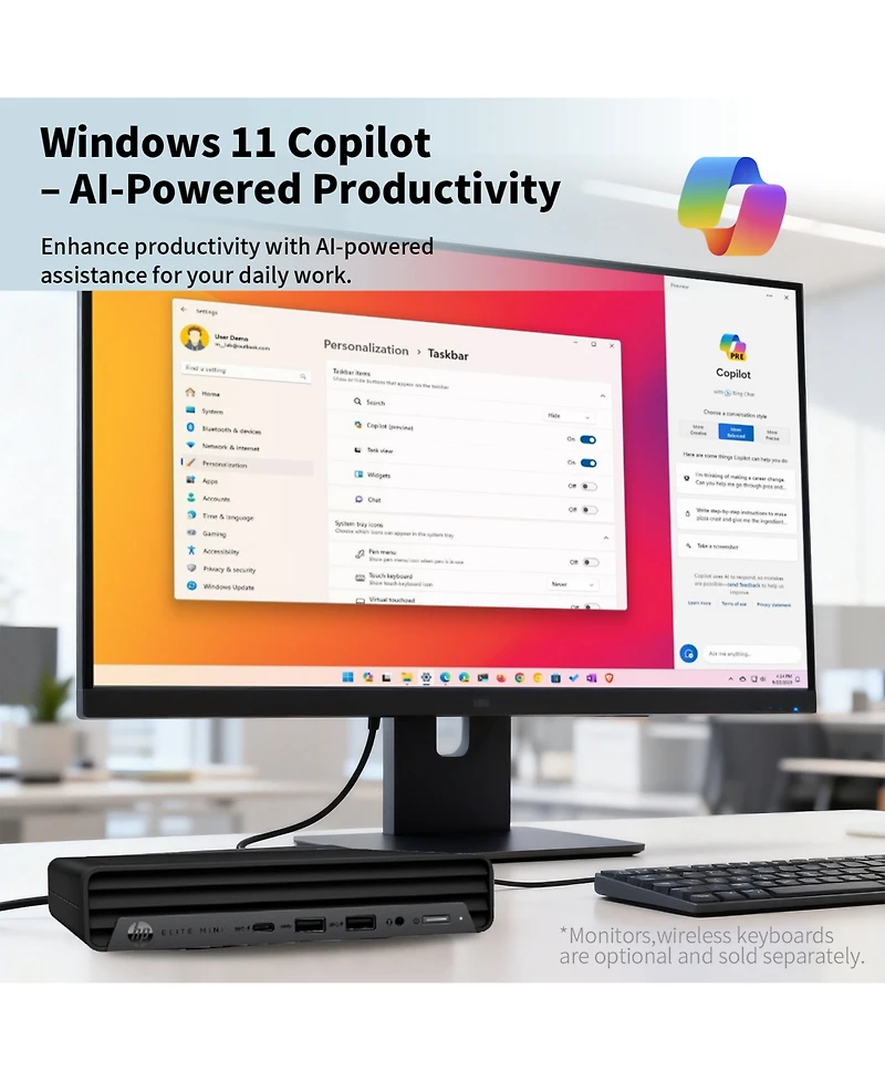 Hp Elite Mini 800 Mff Desktop Intel Core i7 16GB Ram Intel Uhd Graphics 256GB Ssd Storage Windows 11 Enterprise