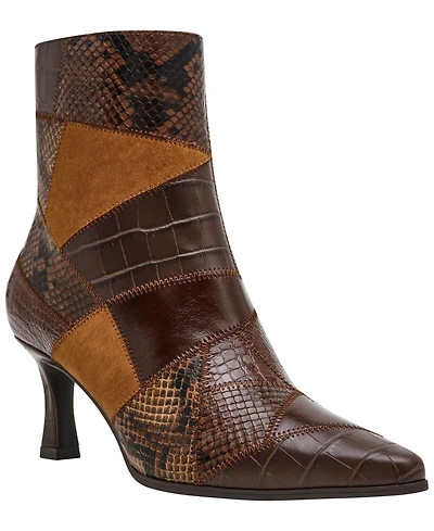 Anne Klein Women's Cosia Patchwork Pointed Toe Heeled Dress Booties