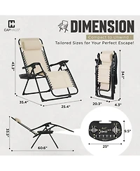 Aofar Zero Gravity Chair Recliner Lounge Folding Side Tray Set of 2