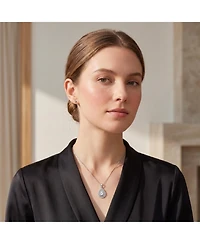 Cubic Zirconia Sterling Silver White Gold Plated Pear Shape Pendant