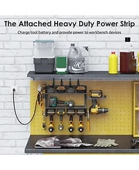 Xdovet Power Tool Organizer Wall Mount Charging Station Drill Holder Metal Rack Hooks Storage Cord
