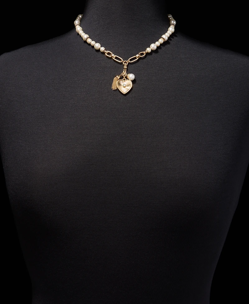 Anne Klein Crystal & Imitation Pearl Multi-Charm Pendant Necklace, 16" + 3" extender