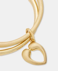 Anne Klein Puffy Heart Charm Bangle Bracelets, 2-Piece Set