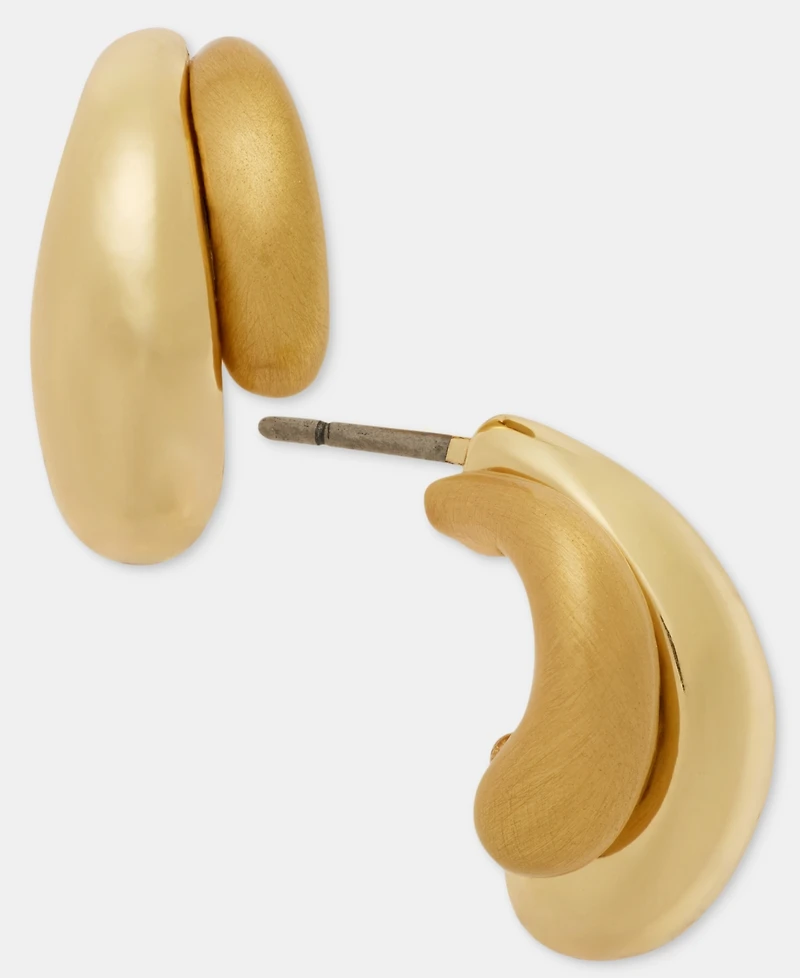 Anne Klein Puffy Double-Row C-Hoop Earrings