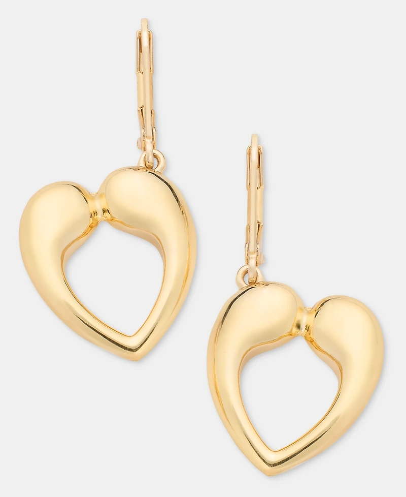 Anne Klein Puffy Open Heart Drop Earrings