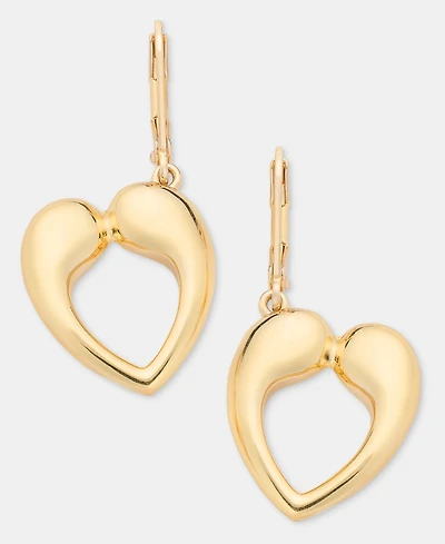 Anne Klein Puffy Open Heart Drop Earrings