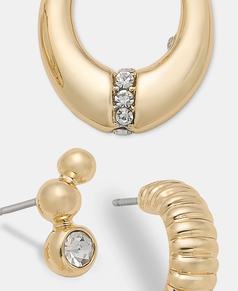 Anne Klein Crystal Stud & Hoop Earrings, 3-Piece Set