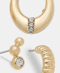 Anne Klein Crystal Stud & Hoop Earrings, 3-Piece Set
