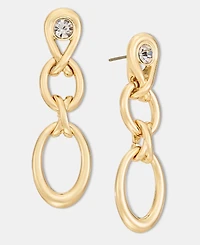 Anne Klein Crystal Oval Link Linear Drop Earrings