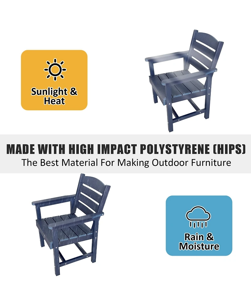 Hips All-Weather Outdoor Patio Dining Chair, Garden Backyard Armchair with Supportive Curved Backrest