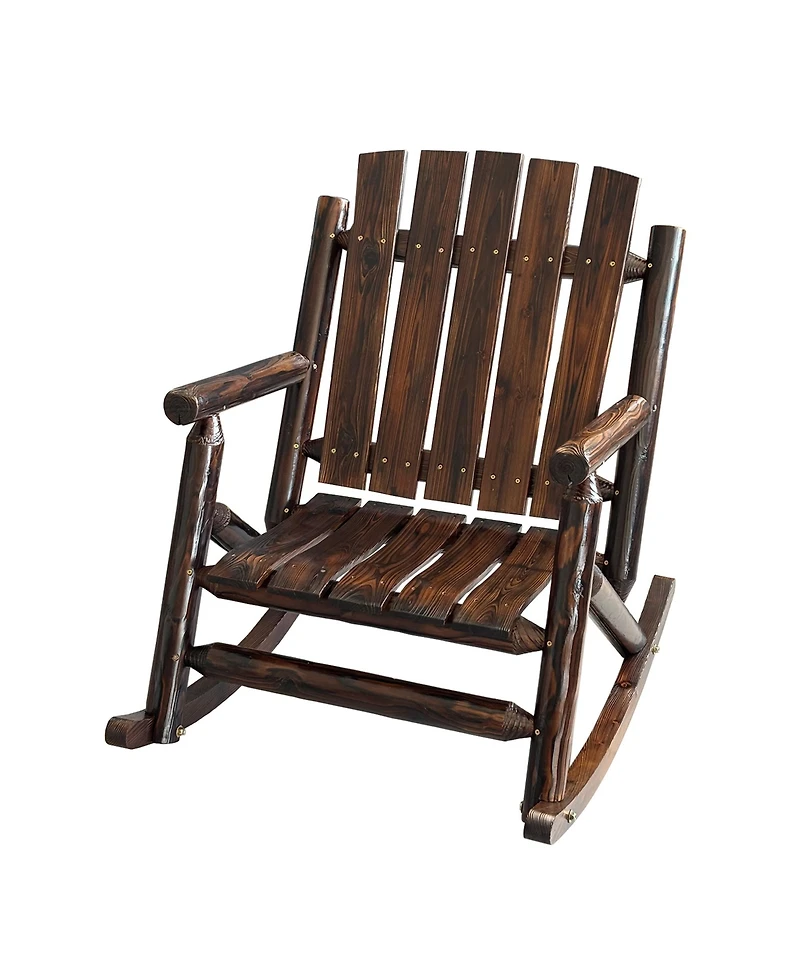 Hips All-Weather Outdoor Glider Chair, Heavy-Duty Single Patio Rocker with Removable Cup Holders