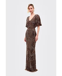 Beauut Women's Embellished Sequin Fitted Gown