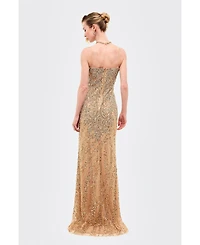 Beauut Women's Embellished Sequin Maxi Dress With Trail