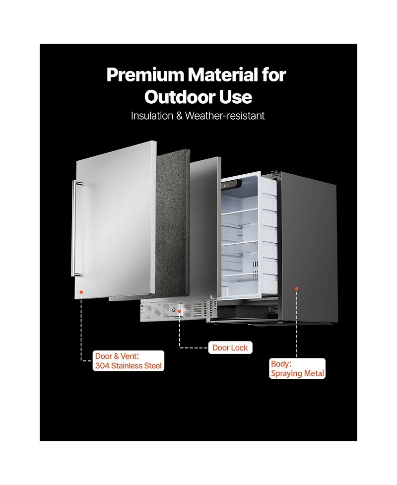 Vevor Outdoor Beverage Fridge Cooler Beer Refrigerator Indoor Outdoor
