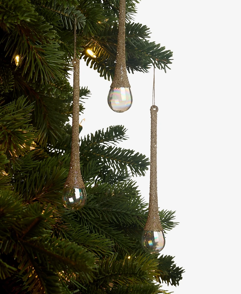 Holiday Lane Opulence Glass Iridescent & Gold-Tone Ornaments, Set of 3, Macy's Exclusive