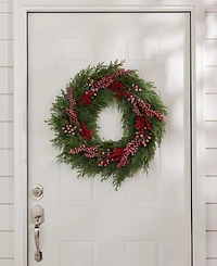 Holiday Lane Heritage Cedar Wreath with Red Berries, Macy's Exclusive