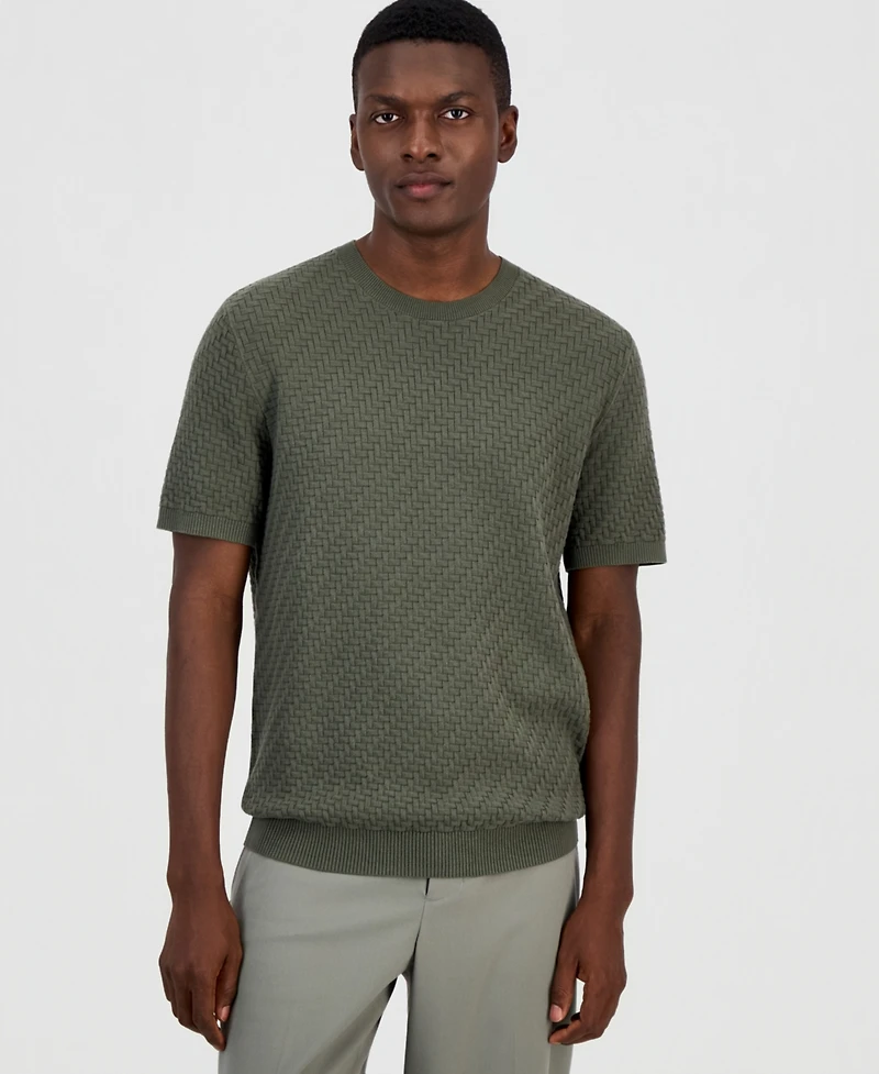 Alfani Men's Basketweave Sweater T-Shirt, Macy's Exclusive