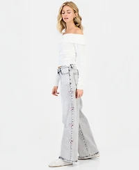 Madden Girl Women's Ultra 90s High-Rise Wide-Leg Jeans