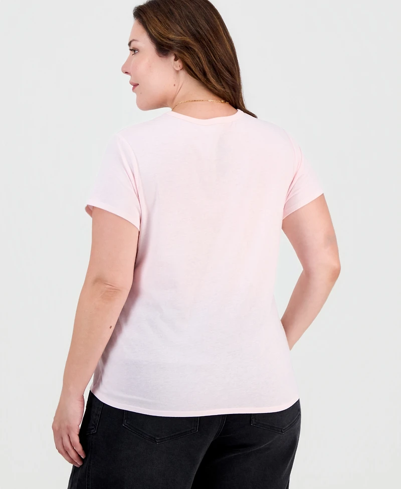 Love Tribe Plus Hello Kitty Tee With App Graphic Crewneck T-Shirt