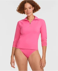 Lands' End Women's Long SunShade Upf 50 Sleeve Quarter Zip Rash Guard