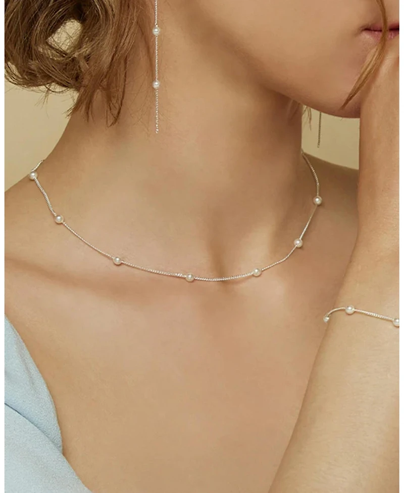 Bearfruit Jewelry Sterling Silver Infinite Cultured Pearl Necklace