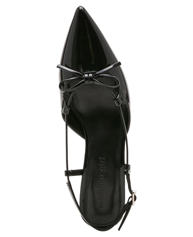 Madden Girl Women's Kaia Slingback Bow Kitten Heel Pumps