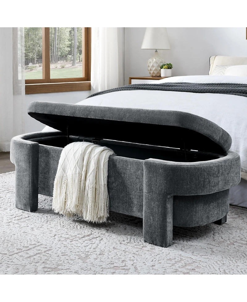 Flynama 51.5" Chenille Large Storage Bench