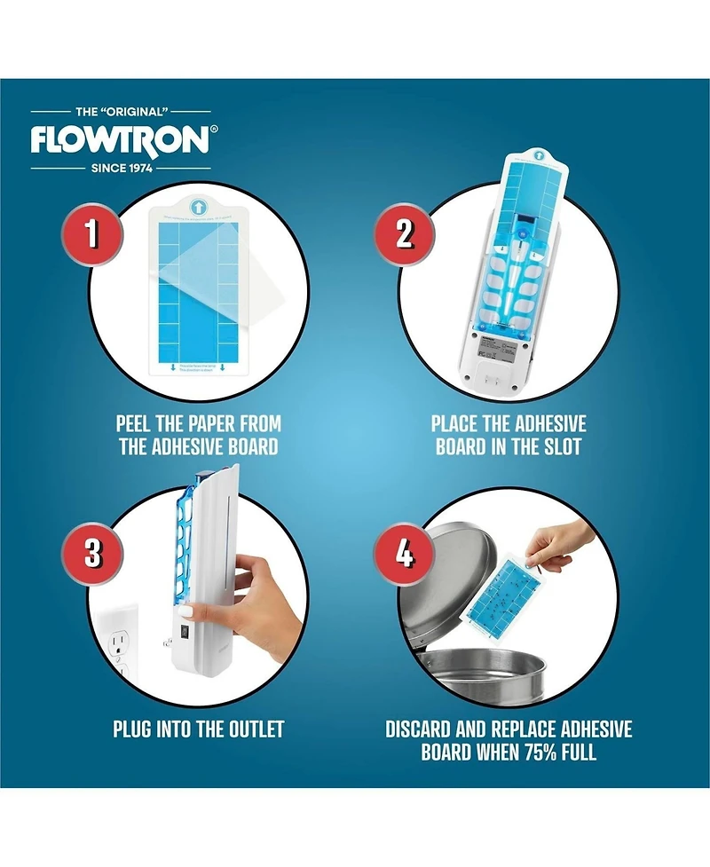 Flowtron Indoor Fly Trap, 9W Uv Light, Silent Mosquito and Gnat Catcher, 375 Sq Ft