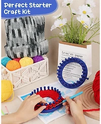 Aeelike Round Knitting Looms Set - 24 Pegs, 14 cm Diameter Plastic Loom for Beginners