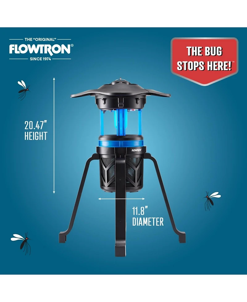 Flowtron Indoor Outdoor Bug Trap Zapper – Electric Insect Killer with Uv Light and Fan, 530SqFt