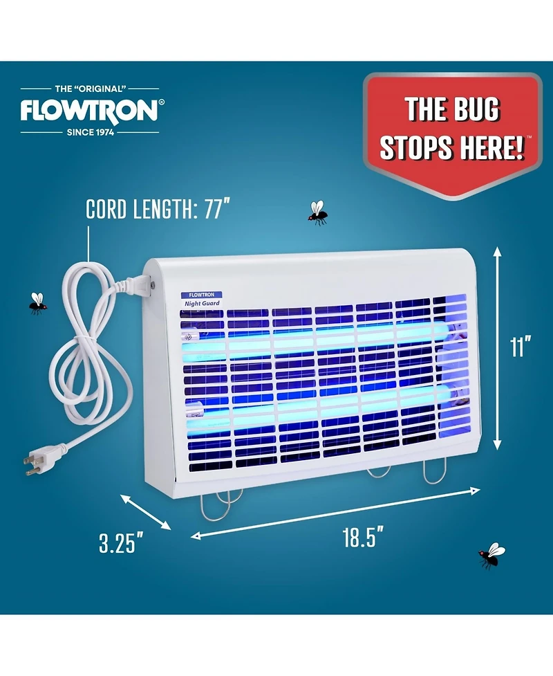 Flowtron Portable Indoor Fly Trap, 30W, Dual Lure Electric Insect Killer, 500 Sq Ft Coverage