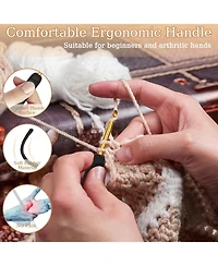 Aeelike 31-Piece Crochet Hook Set with Ergonomic Grips - Includes Hooks, Needles, Stitch Markers, Scissors, and Case