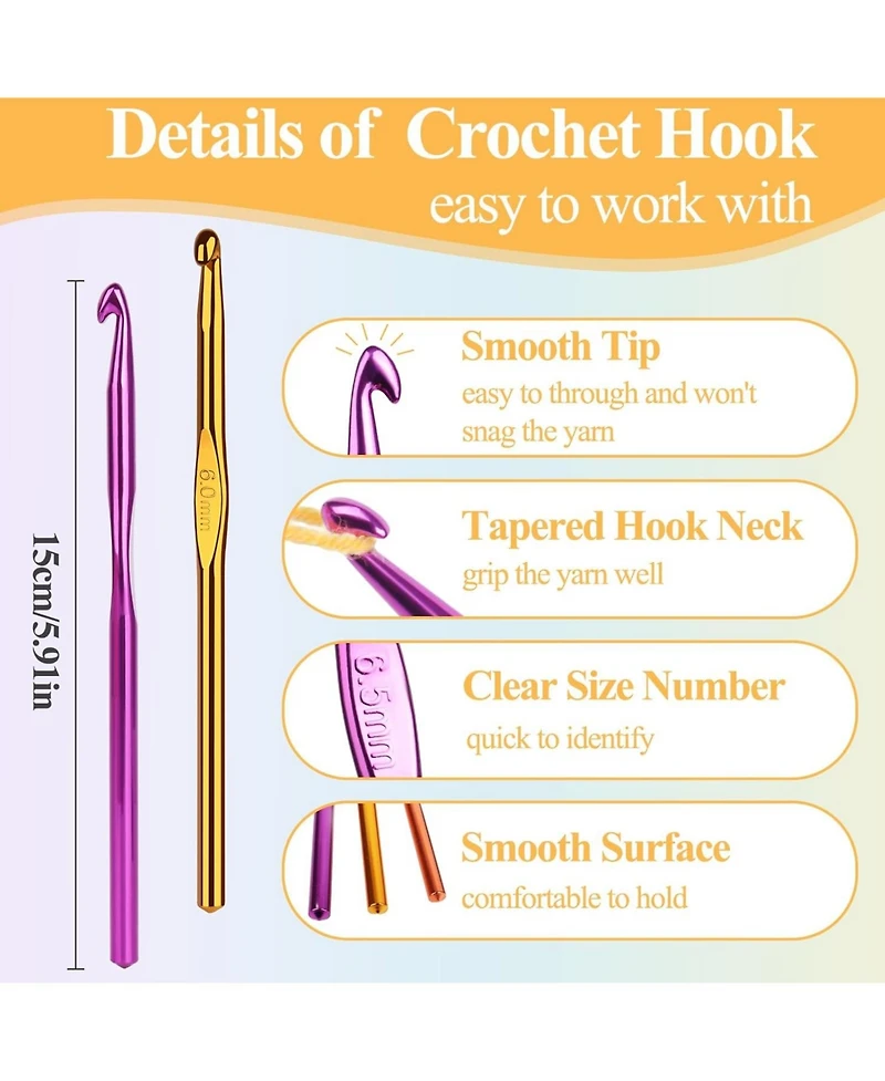 Aeelike 10 Crochet Hooks Size H/5.0mm with 30 Stitch Markers - Crochet Hook Set for Beginners and Advanced