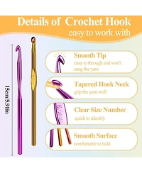 Aeelike 10 Crochet Hooks Size H/5.0mm with 30 Stitch Markers - Crochet Hook Set for Beginners and Advanced