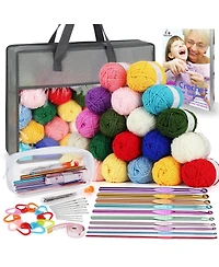 Aeelike Crochet Yarn Kit - 1093 Yards Acrylic Yarn for Knitting, Full Crochet Kit for Beginners with Aluminum Crochet Hooks, Instruction Book