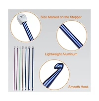 Aeelike Tunisian Long Crochet Hooks Set - 6 Sizes 6.5mm to 11mm, Lightweight Aluminum Afghan Hooks, 13.78 Inches Long for Blankets Scarves Bags
