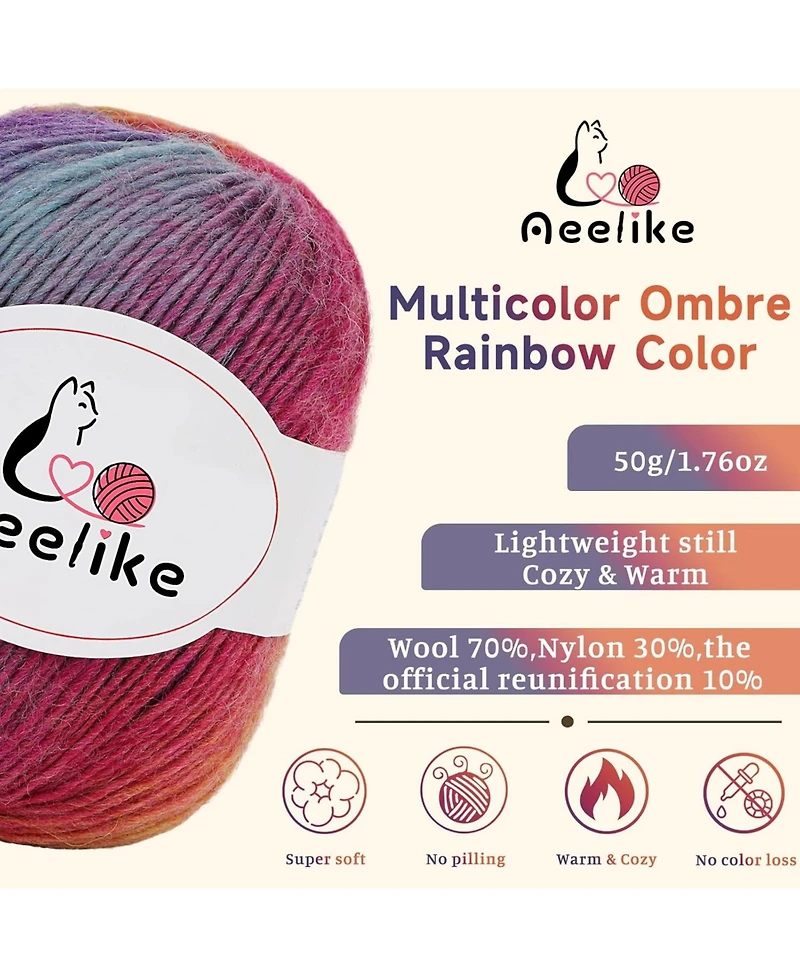 Aeelike Blanket Crochet Kit for Beginners, Gradient Blanket, Complete Starter Crochet Kit with Enough Warm Wool Yarn, Video Tutorials