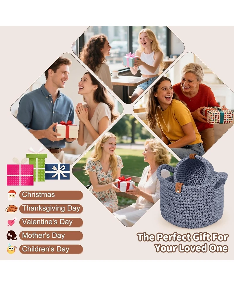 Aeelike Complete Crochet Basket Kit for Beginners - Includes Yarn, Hook, Stitch Markers, and Guidebook