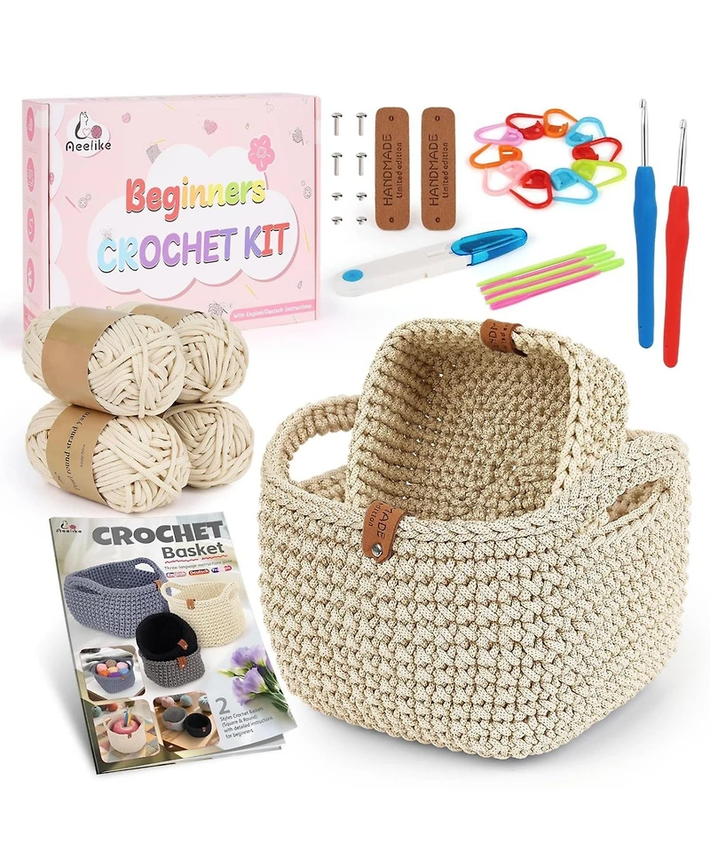 Aeelike 27Pieces Crochet Basket Kit