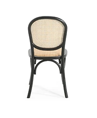Rainsken Wood Dining Chair Set of 2 with Rattan Cane Back and Seat, Mid-Century Modern Kitchen Chairs for Dining Room, Restaurant
