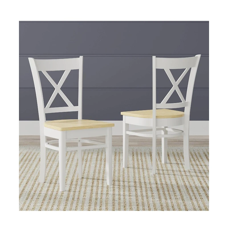 Glenwillow Home Cross Back Solid Wood Dining Chairs, Set of 2