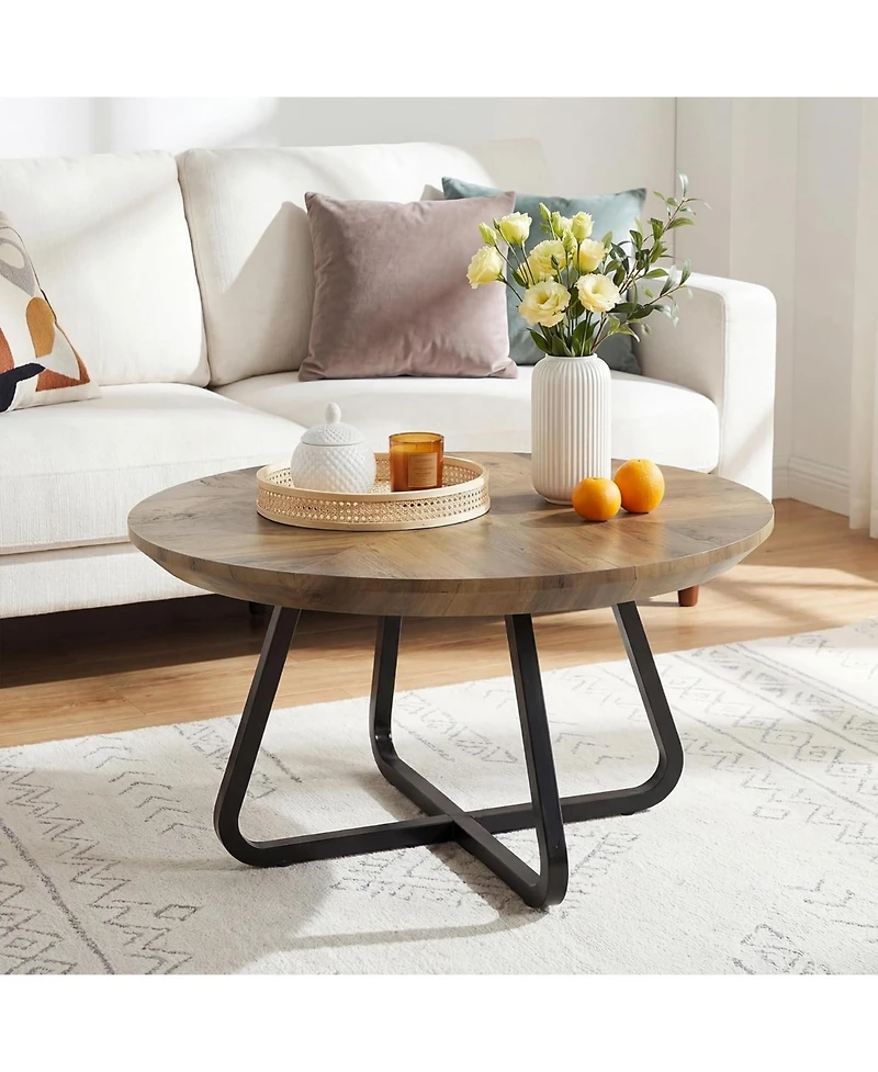 Tribesigns 31.5 Inches Round Coffee Table, Modern Wooden Center Table for Living Room, Home Office, Small Space, Easy Assembly