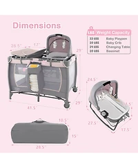 Costway 4-in-1 Convertible Portable Baby Playard Newborn Napper with Music and Toys
