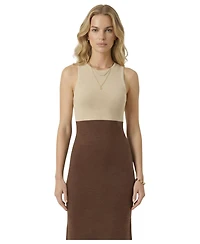Modenaire Women's Two-Tone Sleeveless Knit Contoured Waist Dress