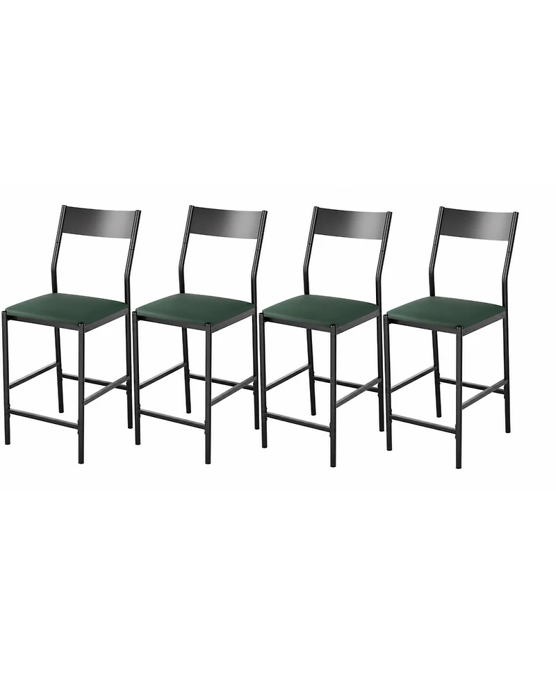 gaomon Set of 4 Modern Bar Stools 24" Counter Height, Pu Leather Stools with Backrest and Footrest, 300 Lb Capacity for Bar, Kitchen or Dining Room