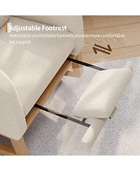 homfan Teddy Fleece Nursery Room Glider Rocking Chair with Extendable Footrest, Side Pockets and Pillow
