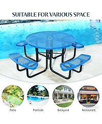 gaomon Heavy Duty 46" Round Patio Picnic Tables for Outdoors with Umbrella Hole